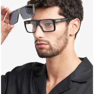 Marc Jacobs MARC 672/CS 003K IR Sunglasses White on Black Pattern Square Frame